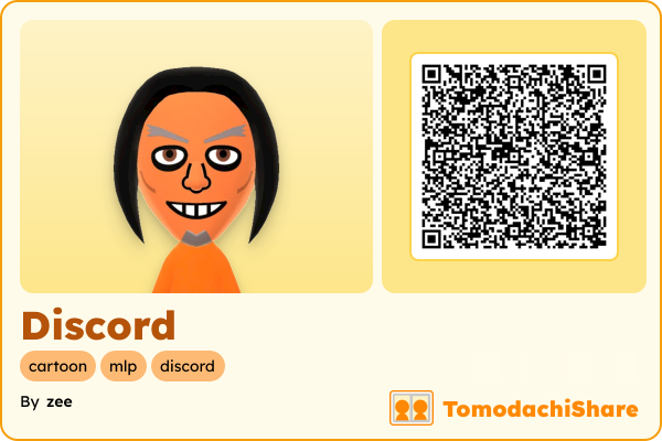 Discord, a male Mii  with tags: cartoon, mlp, discord
