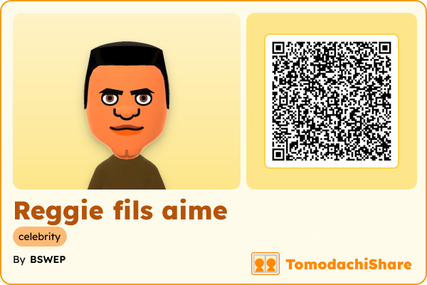 Reggie fils aime, a male Mii  with tags: celebrity