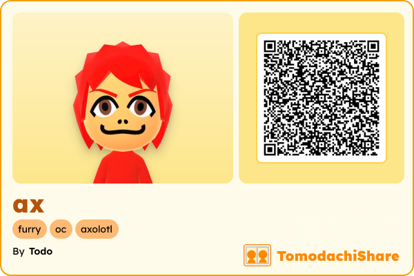ax, a male Mii  with tags: furry, oc, axolotl