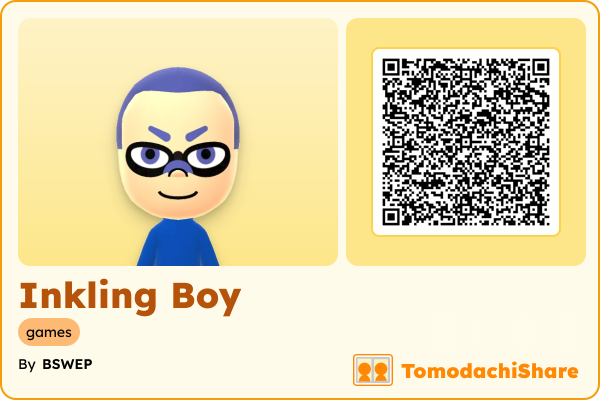 Inkling Boy, a male Mii  with tags: games