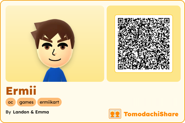 Ermii, a male Mii  with tags: oc, games, ermiikart