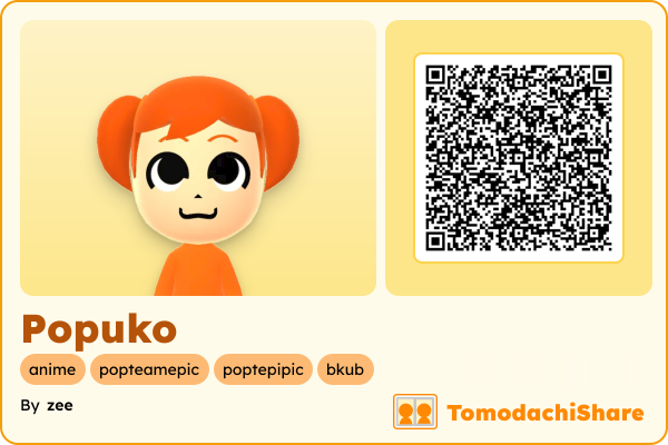 Popuko, a female Mii  with tags: anime, popteamepic, poptepipic, bkub
