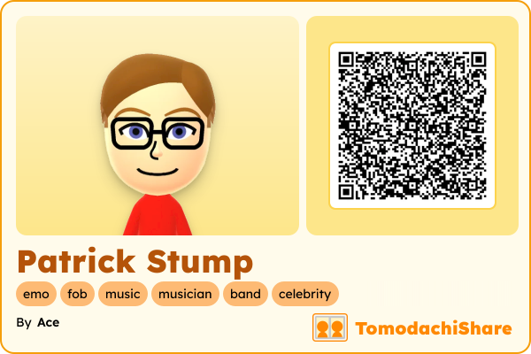 Patrick Stump, a female Mii  with tags: emo, fob, music, musician, band, celebrity