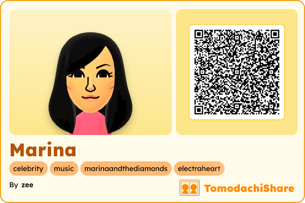 Marina, a female Mii  with tags: celebrity, music, marinaandthediamonds, electraheart