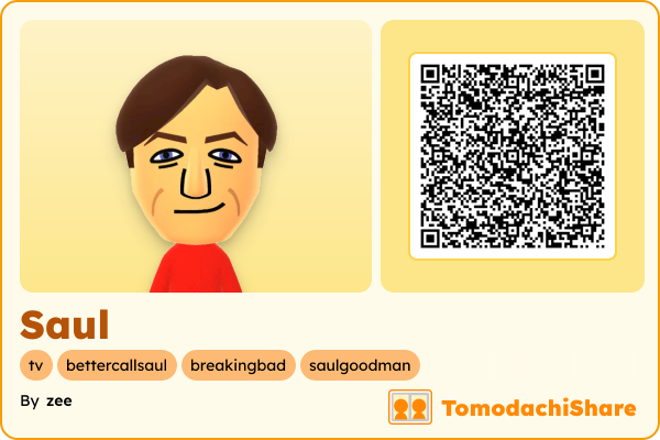 Saul, a male Mii  with tags: tv, bettercallsaul, breakingbad, saulgoodman