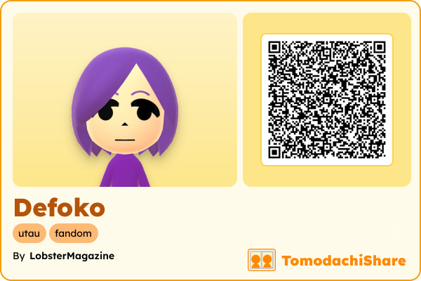 Defoko, a female Mii  with tags: utau, fandom