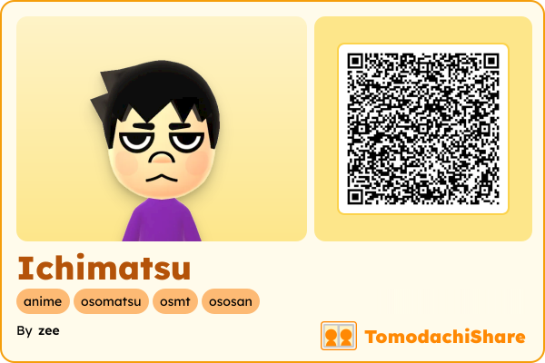 Ichimatsu, a male Mii  with tags: anime, osomatsu, osmt, ososan