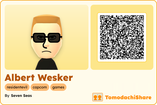 Albert Wesker, a male Mii  with tags: residentevil, capcom, games
