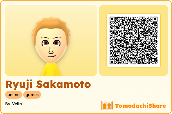 Ryuji Sakamoto, a male Mii  with tags: anime, games