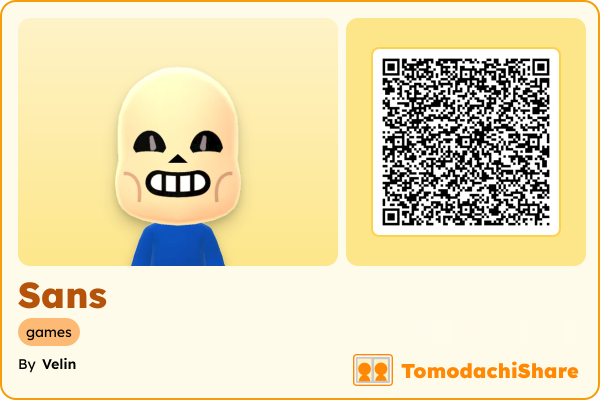 Sans, a male Mii  with tags: games