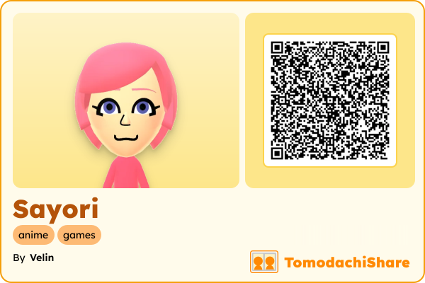 Sayori, a female Mii  with tags: anime, games