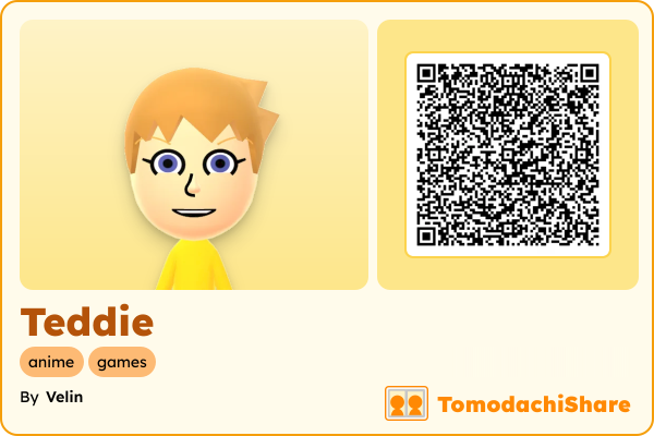 Teddie, a male Mii  with tags: anime, games