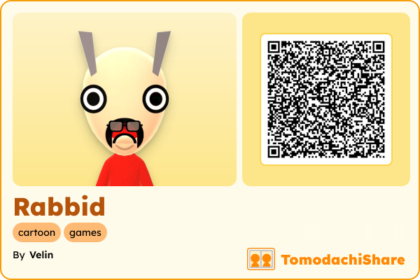 Rabbid, a male Mii  with tags: cartoon, games