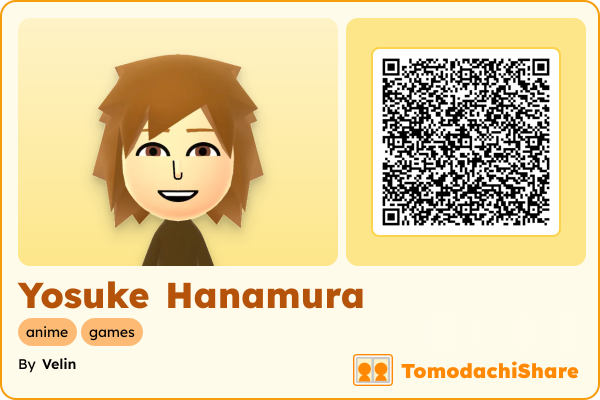 Yosuke Hanamura, a male Mii  with tags: anime, games