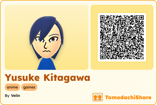 Yusuke Kitagawa, a male Mii  with tags: anime, games