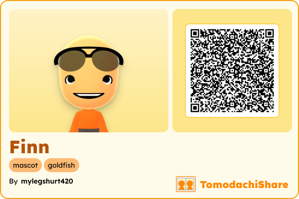 Finn, a male Mii  with tags: mascot, goldfish
