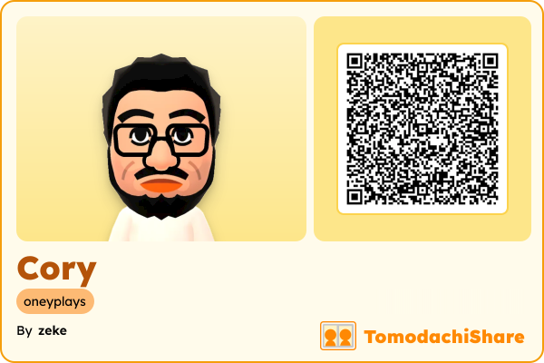 Cory, a male Mii  with tags: oneyplays