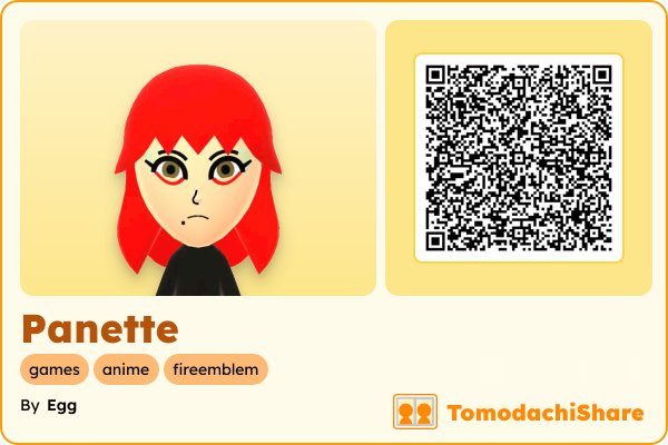 Panette, a female Mii  with tags: games, anime, fireemblem