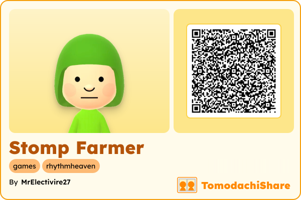 Stomp Farmer, a male Mii  with tags: games, rhythmheaven