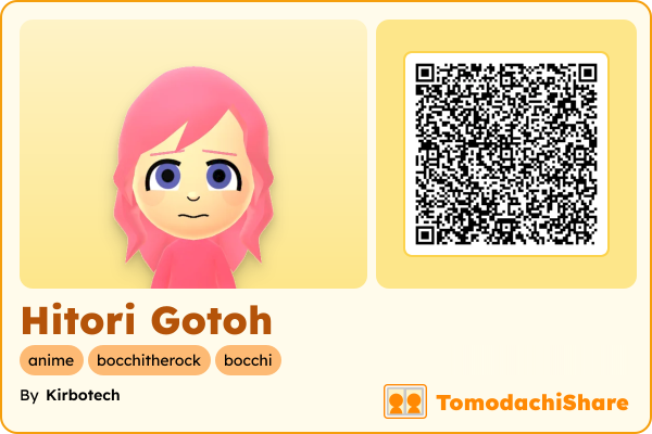 Hitori Gotoh, a female Mii  with tags: anime, bocchitherock, bocchi