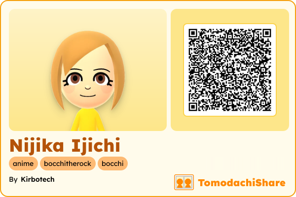 Nijika Ijichi, a female Mii  with tags: anime, bocchitherock, bocchi
