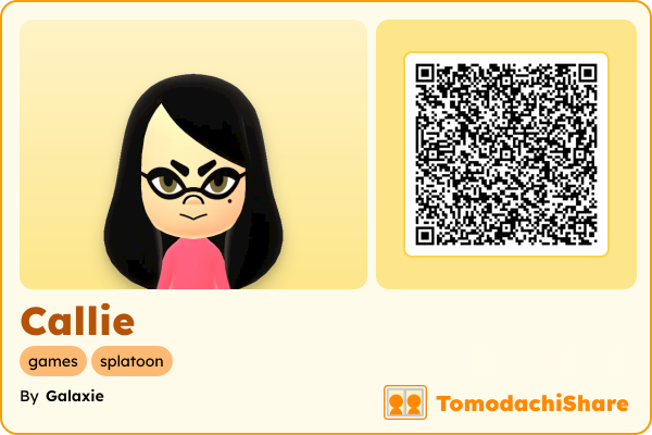 Callie, a female Mii  with tags: games, splatoon