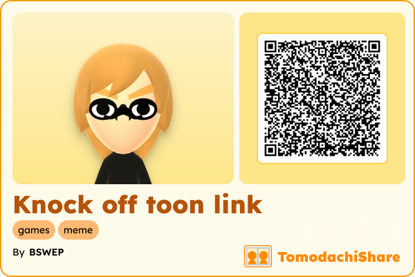 Knock off toon link, a male Mii  with tags: games, meme