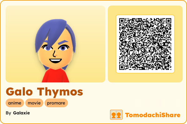 Galo Thymos, a male Mii  with tags: anime, movie, promare