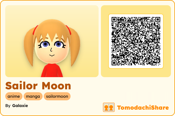 Sailor Moon, a female Mii  with tags: anime, manga, sailormoon
