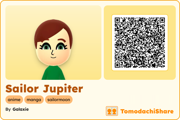 Sailor Jupiter, a female Mii  with tags: anime, manga, sailormoon