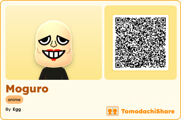 Moguro, a male Mii  with tags: anime