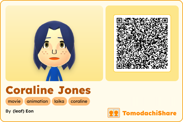 Coraline Jones, a female Mii  with tags: movie, animation, laika, coraline