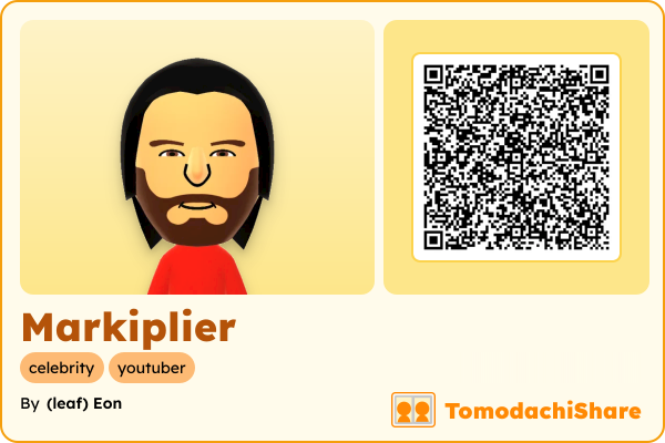 Markiplier, a male Mii  with tags: celebrity, youtuber