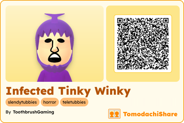 Infected Tinky Winky, a male Mii  with tags: slendytubbies, horror, teletubbies