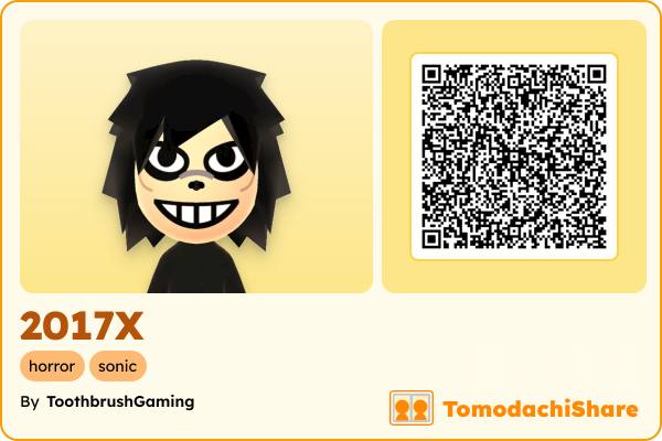 2017X, a male Mii  with tags: horror, sonic