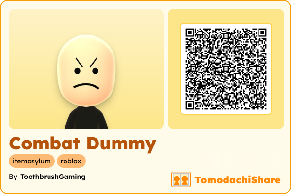 Combat Dummy, a male Mii  with tags: itemasylum, roblox