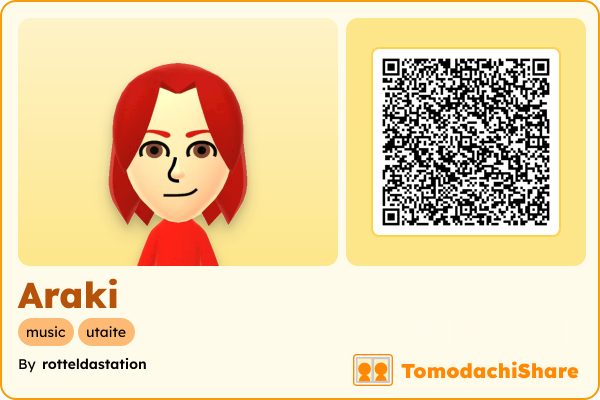 Araki, a male Mii  with tags: music, utaite