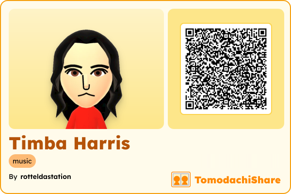 Timba Harris, a male Mii  with tags: music