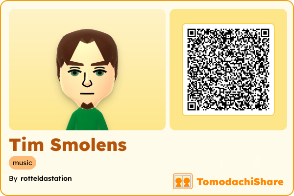 Tim Smolens, a male Mii  with tags: music