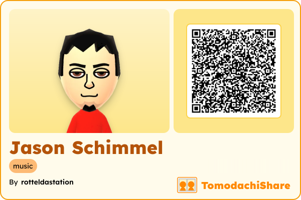 Jason Schimmel, a male Mii  with tags: music
