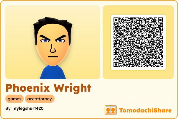 Phoenix Wright, a male Mii  with tags: games, aceattorney