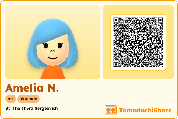Amelia N., a female Mii  with tags: art, nintendo