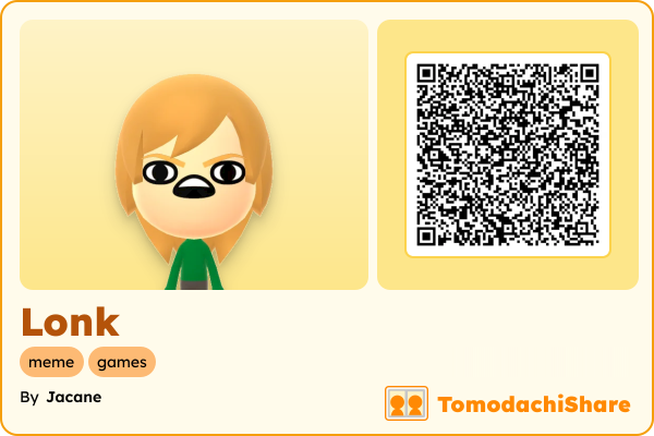Lonk, a male Mii  with tags: meme, games