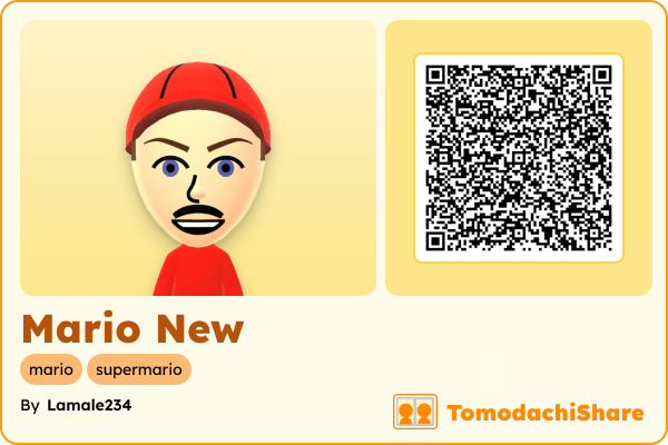Mario New, a male Mii  with tags: mario, supermario