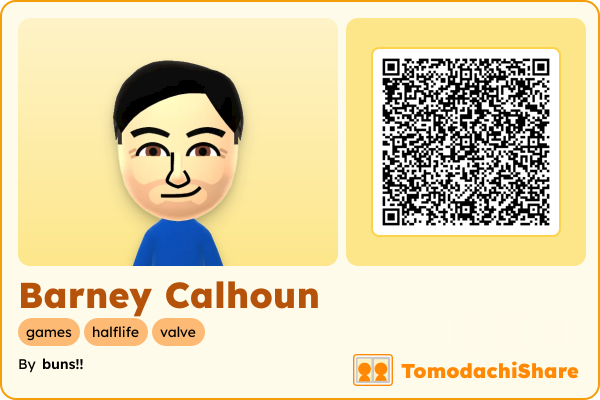 Barney Calhoun, a male Mii  with tags: games, halflife, valve