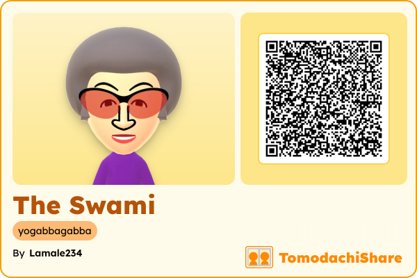 The Swami, a male Mii  with tags: yogabbagabba