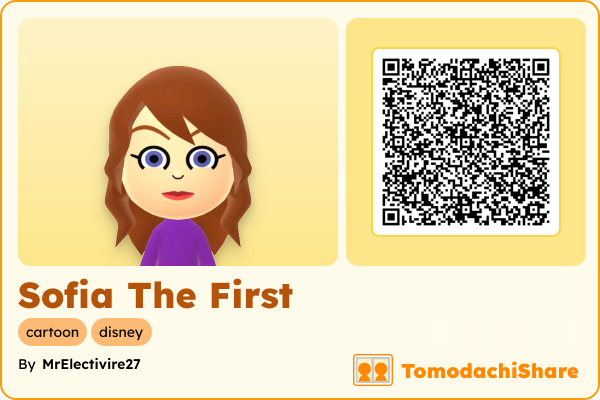 Sofia The First, a female Mii  with tags: cartoon, disney
