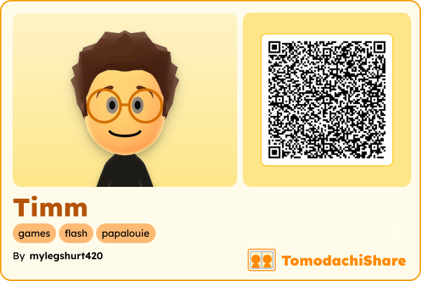 Timm, a male Mii  with tags: games, flash, papalouie