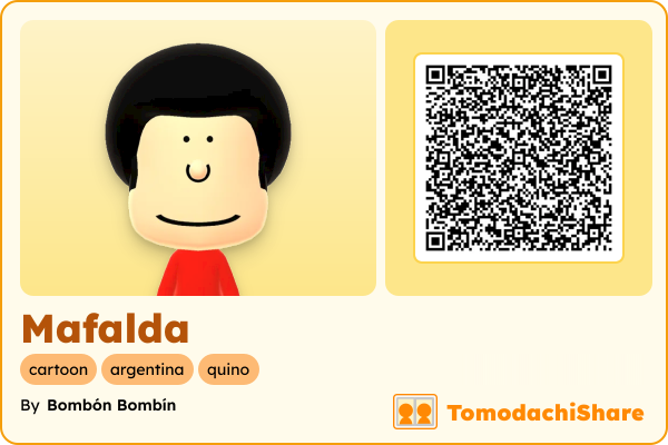 Mafalda, a female Mii  with tags: cartoon, argentina, quino