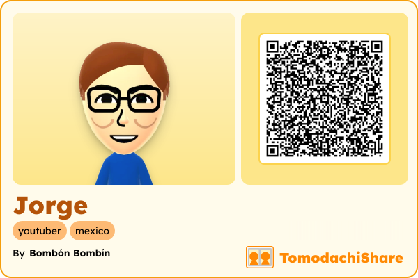 Jorge, a male Mii  with tags: youtuber, mexico